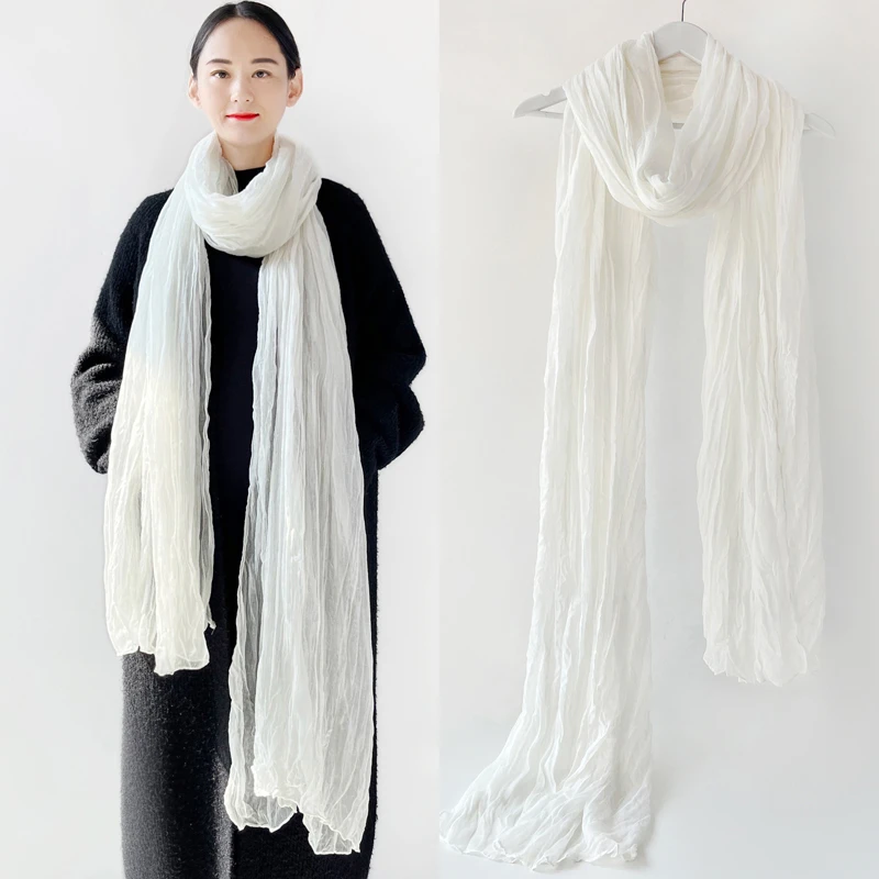 锦心织薄款白色纱巾女士复古民族风丝巾新疆西藏沙漠西北旅游披肩