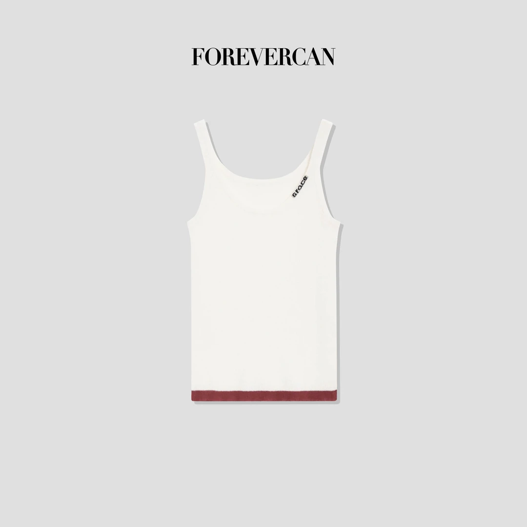 FOREVERCAN“纽约晨曦”客定美丽诺羊毛撞色叠搭吊带背心上衣MY4095
