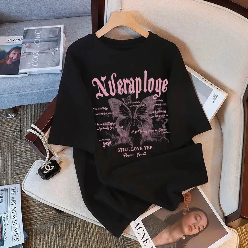 时尚百搭ins潮牌短袖t恤女夏季韩版宽松休闲上衣2025新款大码显瘦