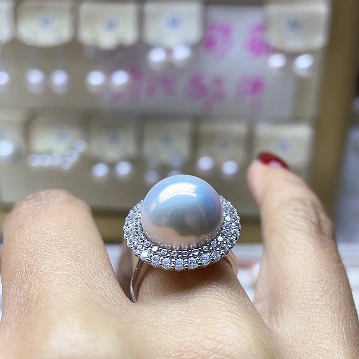 淡水珍珠戒指银S925镶嵌