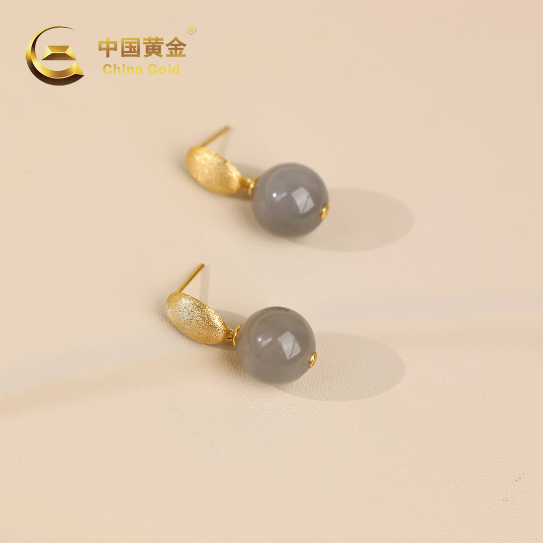 【中国黄金】润珂 | 和田玉*耳饰*S925银镶嵌-R1366-臻