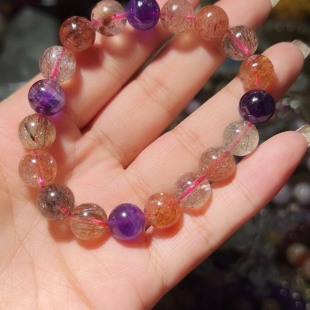 水晶手链未镶嵌黑加仑超七