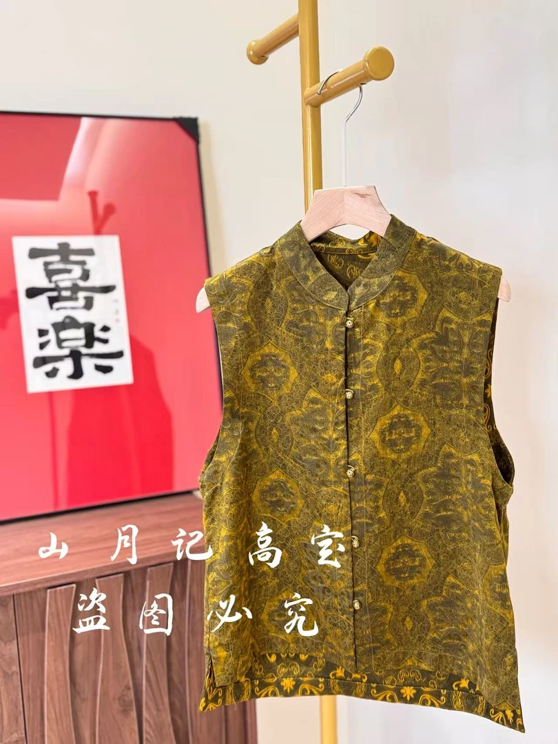 【808】秋冬新品香云纱古法马甲女高级上衣桑蚕丝老料马夹