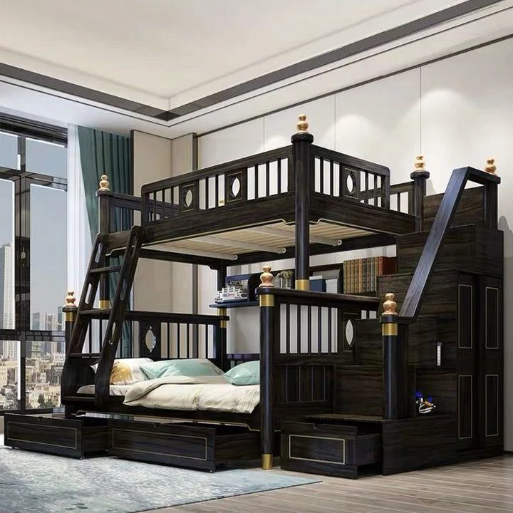 儿童床全实木双层床上下床子母床上下铺木床高低床实木1.5米家用