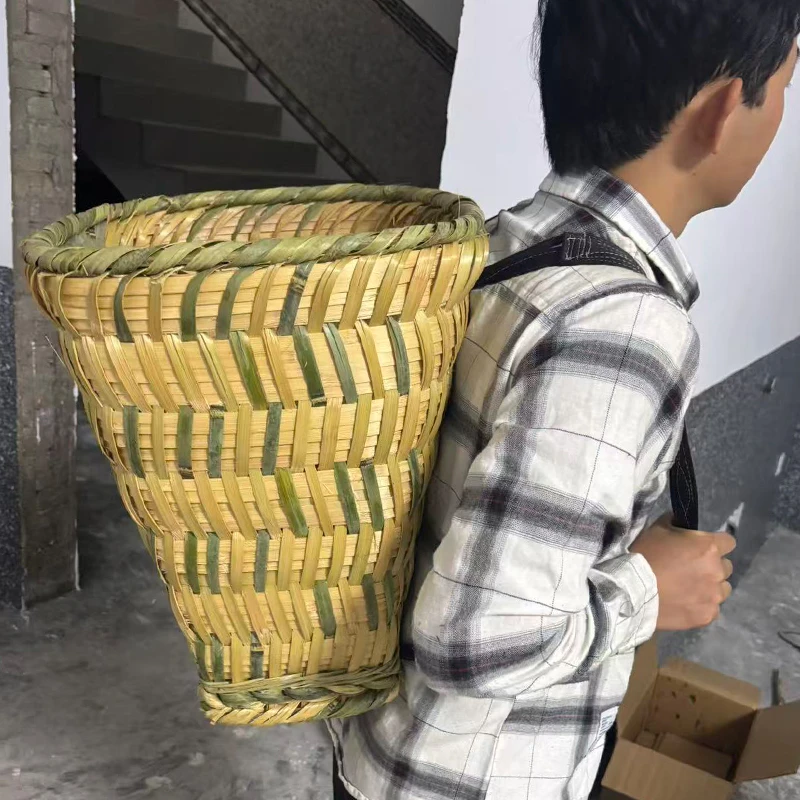 纯手工竹子背篼大容量双肩背农村家用手工编织背篓