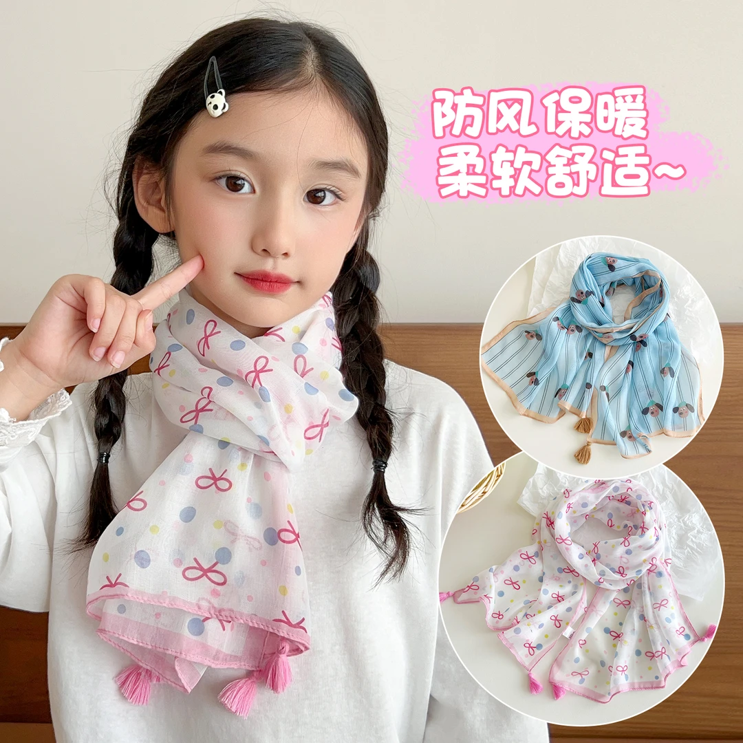 2025儿童保暖围巾琥珀流光风围脖不起球冬女薄款春秋女孩婴儿百搭