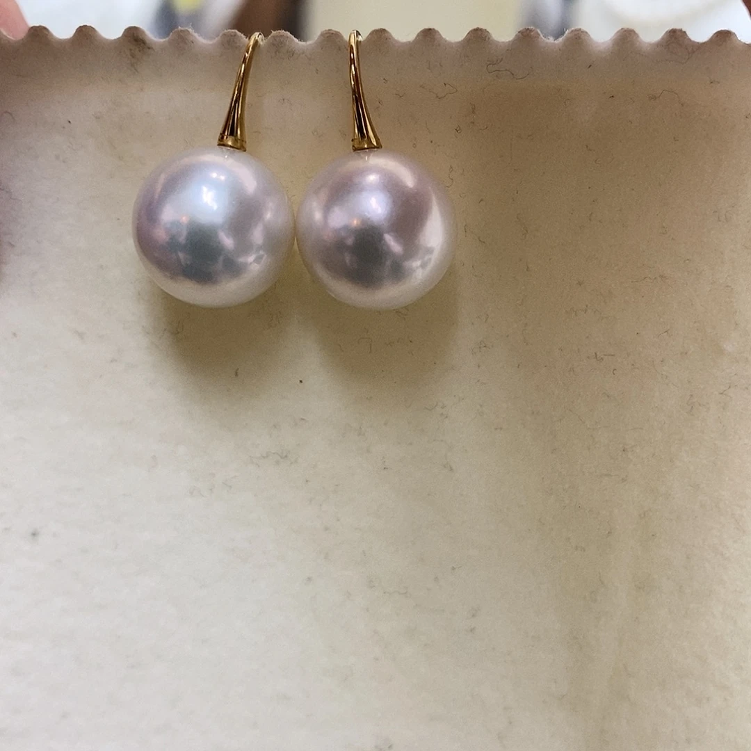 淡水珍珠耳饰18K金镶嵌