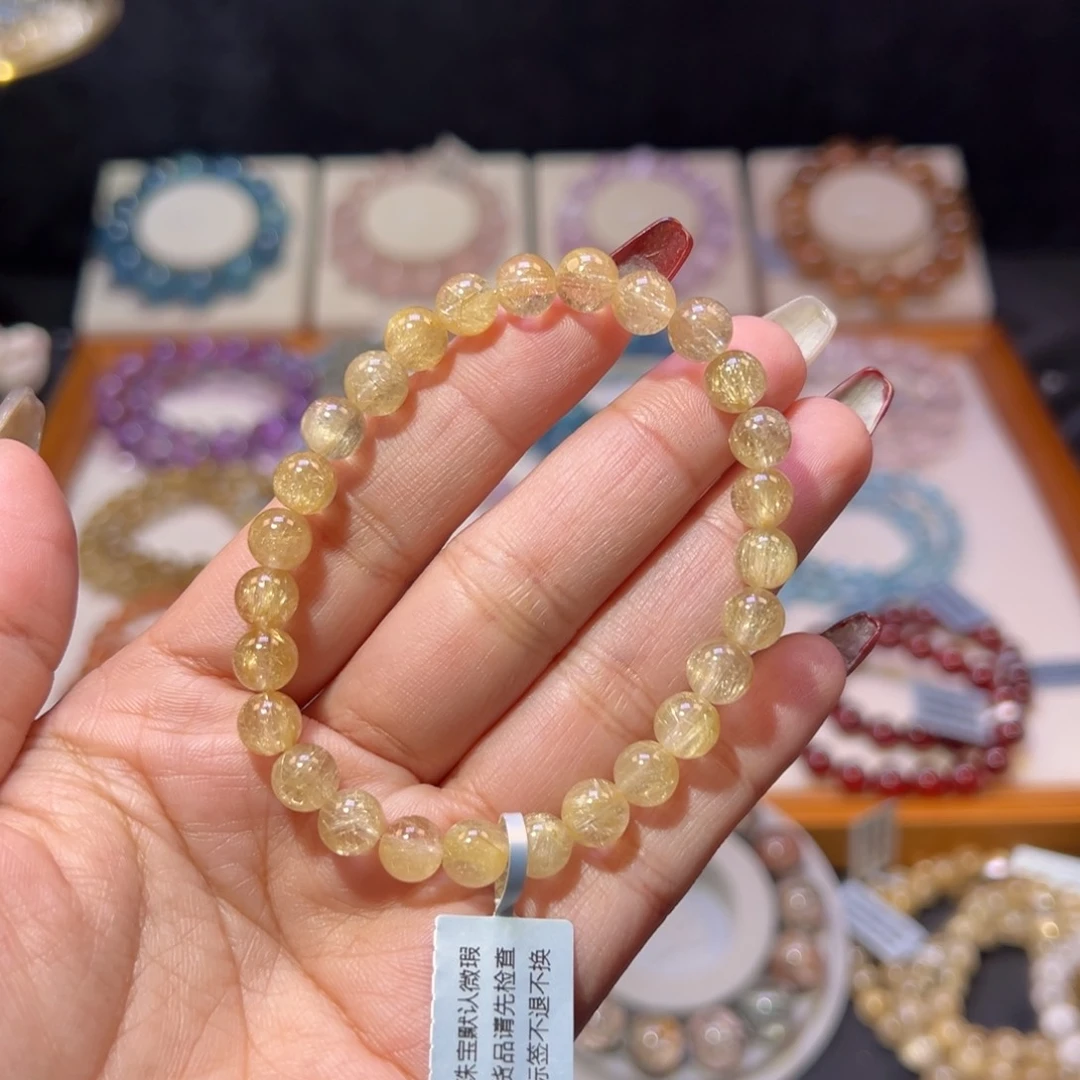 水晶手串未镶嵌金发晶7.2m m
