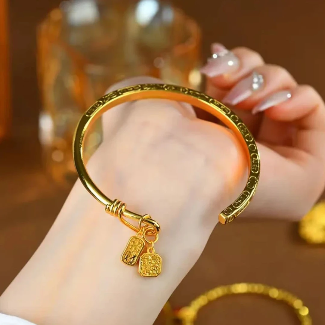 铜合金手镯 003中式国潮吉言开口如意福手镯