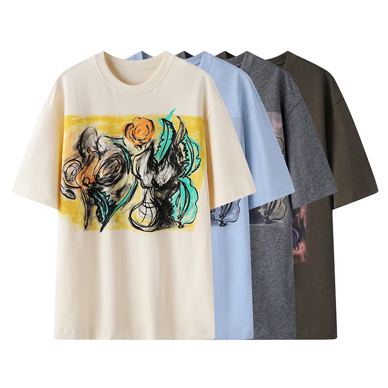 夏季新款宽松圆领宽松短袖T恤女休闲百搭印花上衣女【8142】