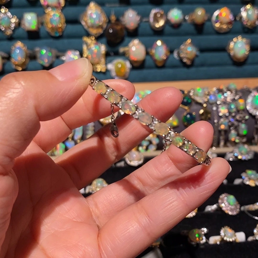 欧泊银S925镶嵌手镯