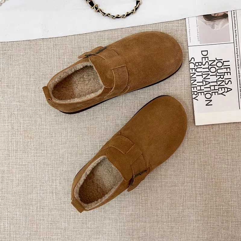 内增高加绒勃肯鞋2024年秋冬新款毛毛鞋一脚蹬博肯棉鞋