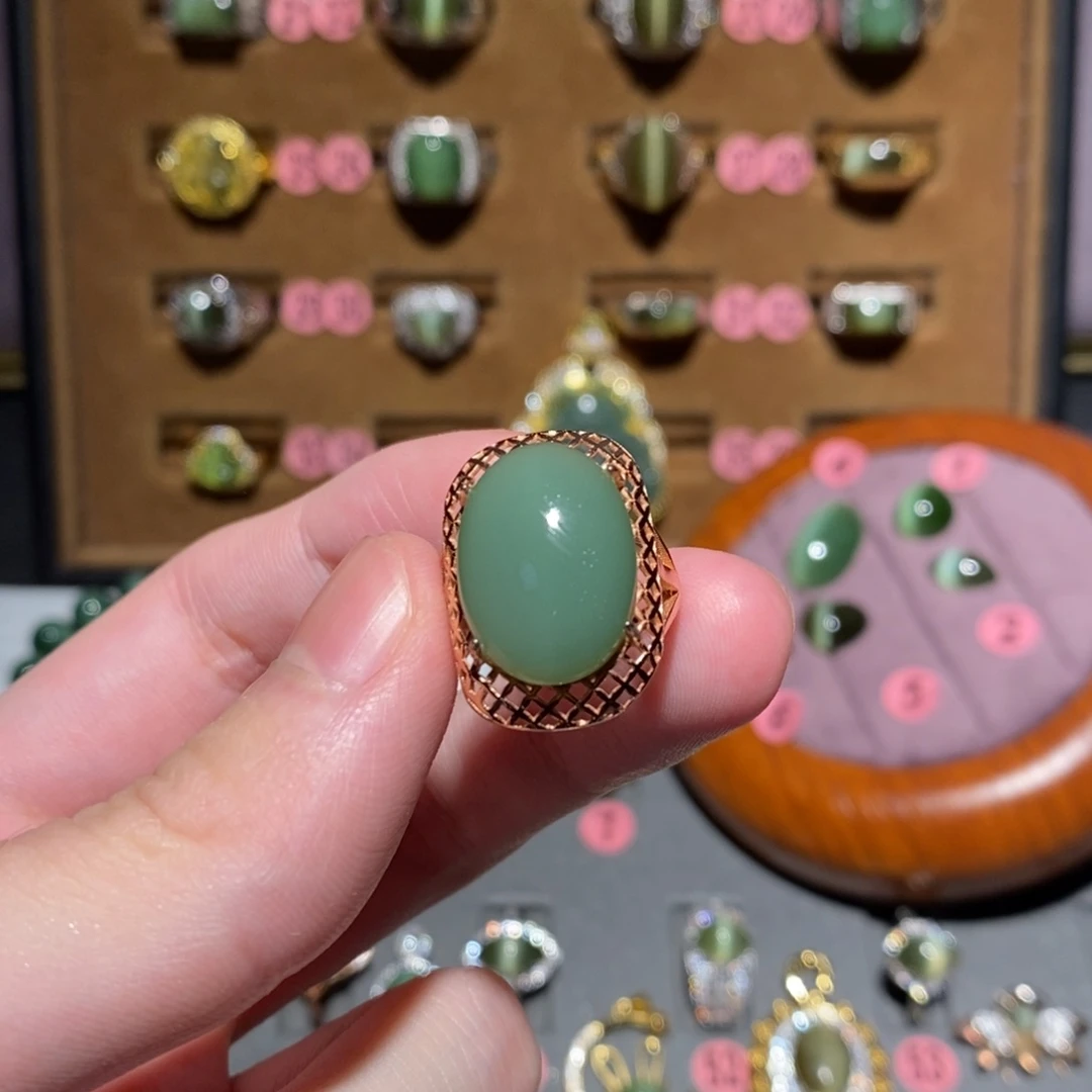 和田玉银S925镶嵌戒指