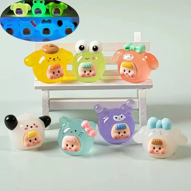 【直播拆】（许愿+九宫格）夜光三丽鸥树脂diy饰品可爱卡通桌面摆件