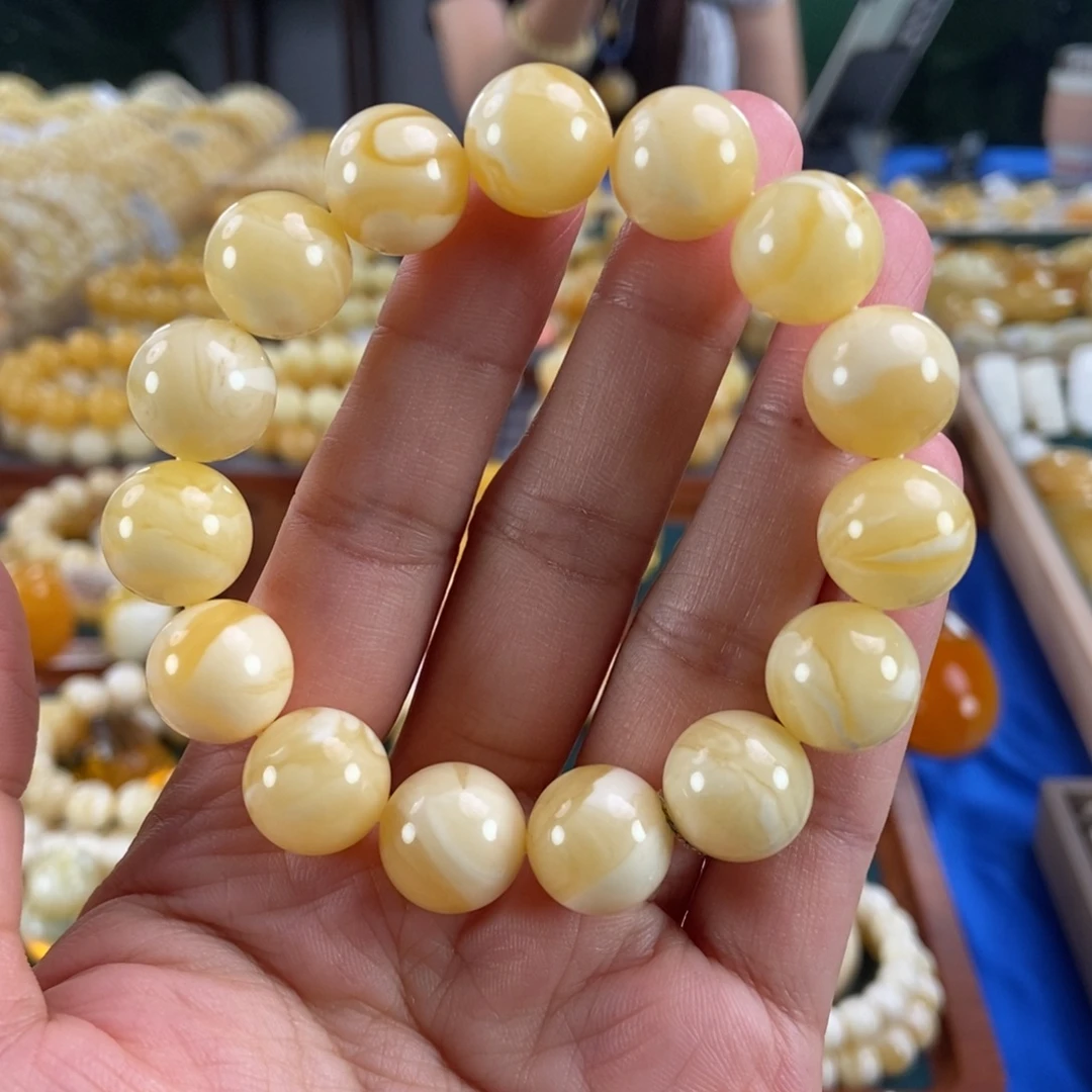 琥珀未镶嵌珠宝奇石14白妖花圆珠23.62