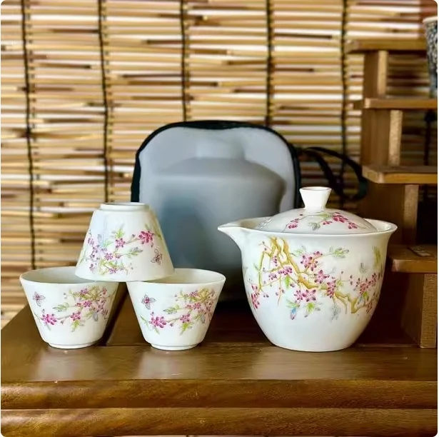 KK0652-紫藤花旅行套一壶三杯带包