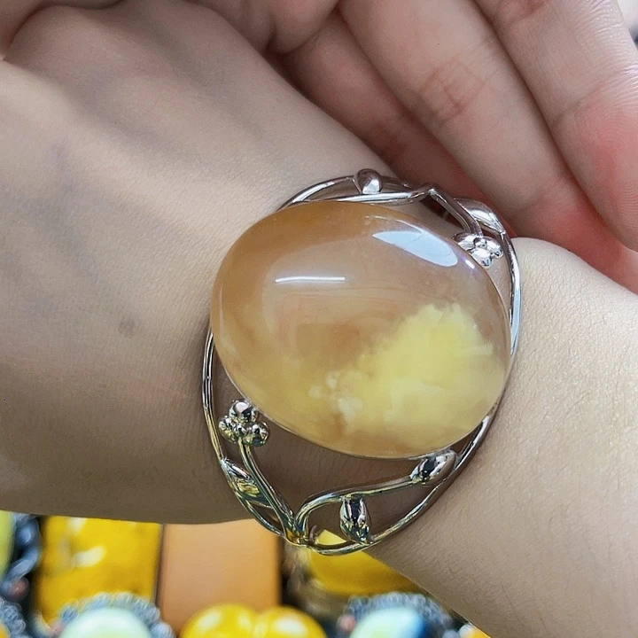 琥珀银S925镶嵌颈饰手镯