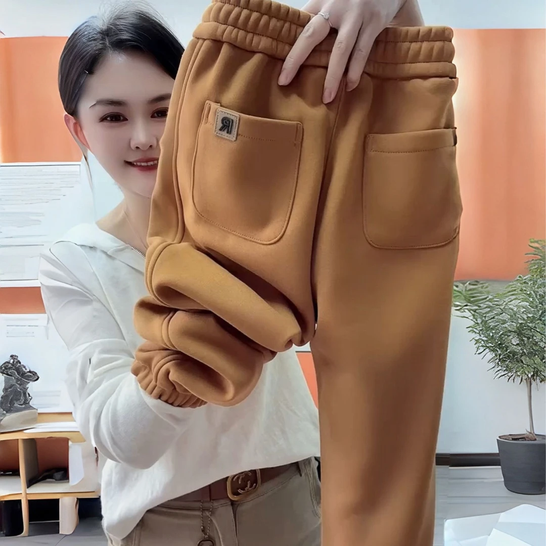 小个子加绒休闲裤女2025秋冬季新款高腰显瘦哈伦裤宽松百搭九分裤