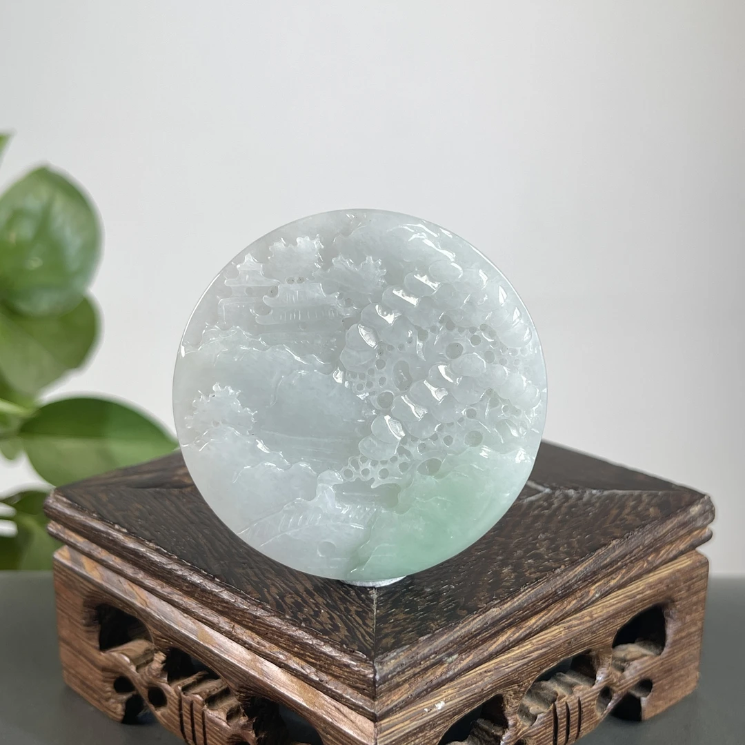 JCB28-62  天然缅甸A货翡翠  山水牌