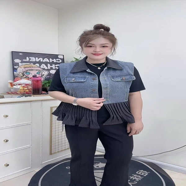 2076时尚洋气显瘦牛仔拼接马甲