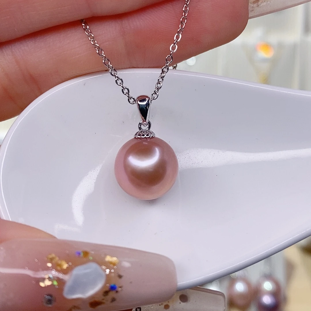 淡水珍珠银S925镶嵌吊坠(赠链)