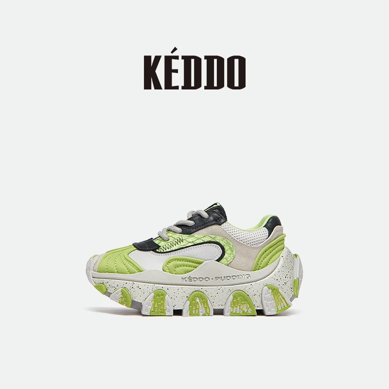 KEDDO“布丁女孩”撞色运动休闲鞋老爹鞋厚底增高时尚复古休阿甘鞋