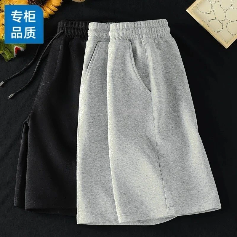 100%纯棉短裤男士夏季运动裤子灰色休闲五分裤男款外穿中裤男