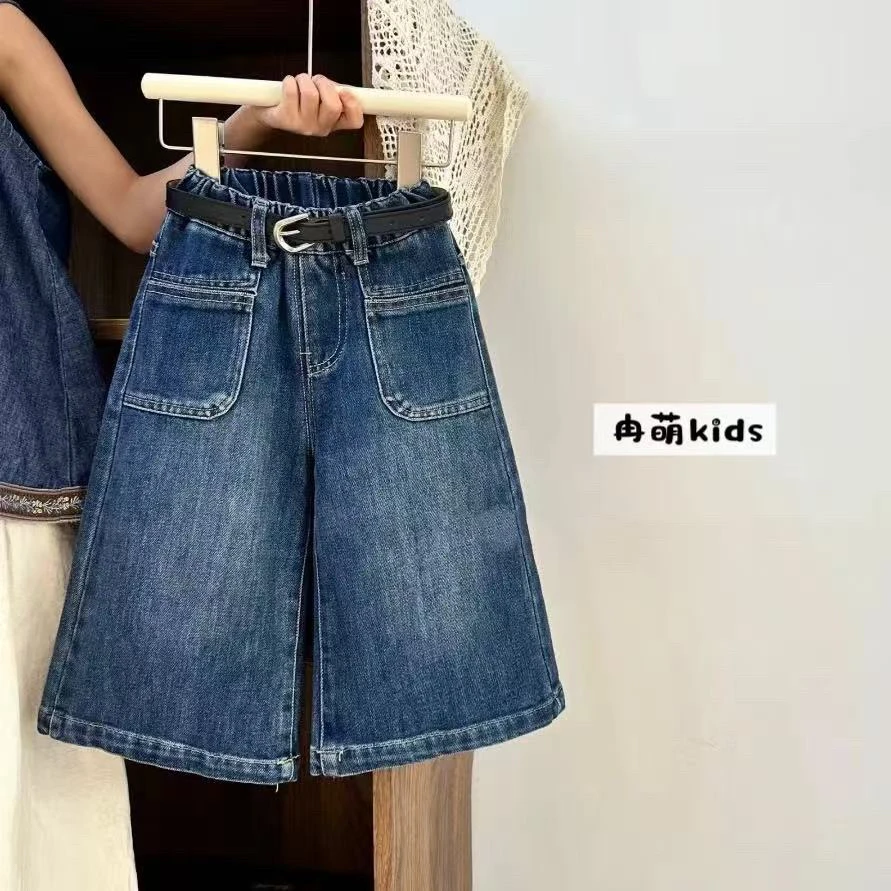 女童牛仔裤2025春秋季新款直筒阔腿裤洋气百搭女宝宝韩版牛仔长裤
