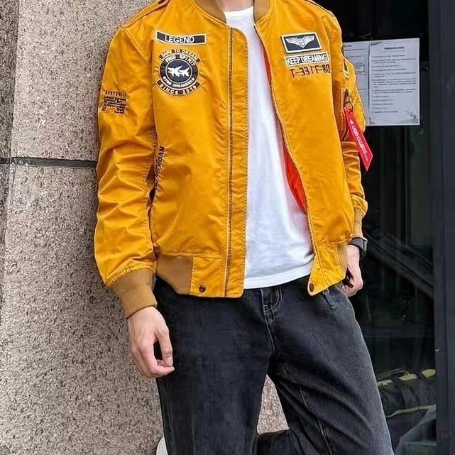 2025年美式潮牌飞行员夹克MA1刺绣男装春秋韩版工装外套短款上衣