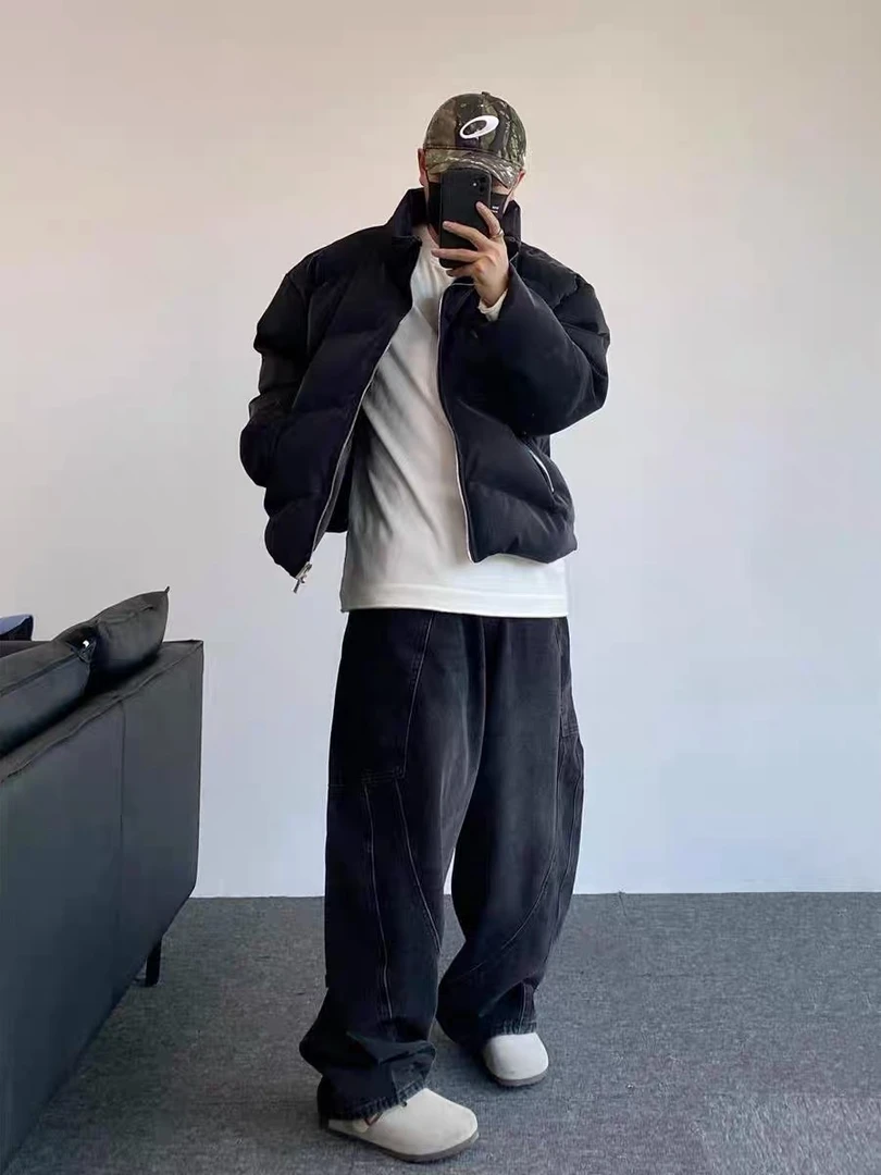 761 美式复古水洗大口袋弯刀牛仔裤男直筒阔腿宽松休闲长裤