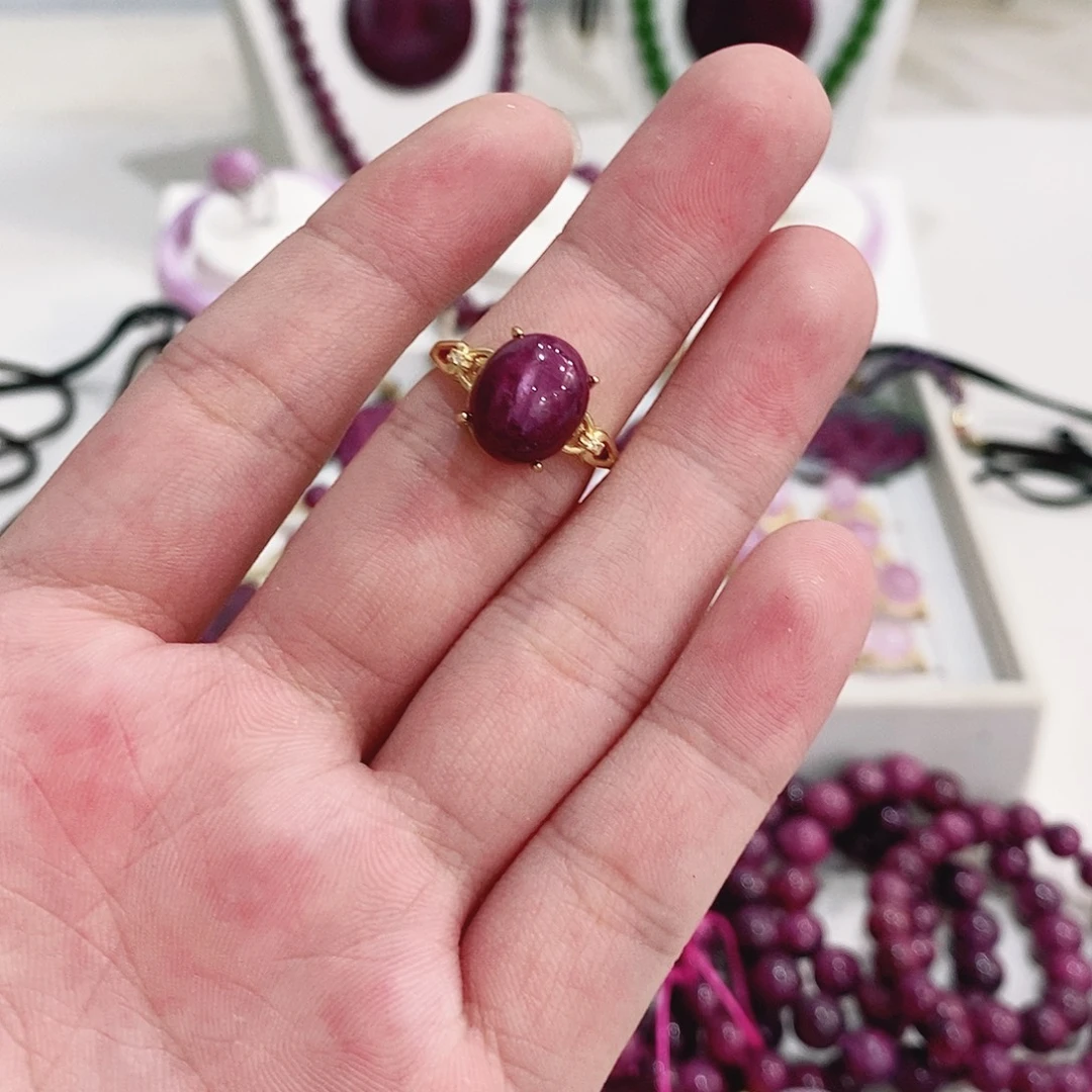 戒指红宝石银S925镶嵌