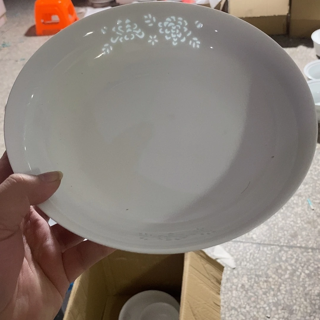 陶摆件8寸高温玲珑瓷盘2支