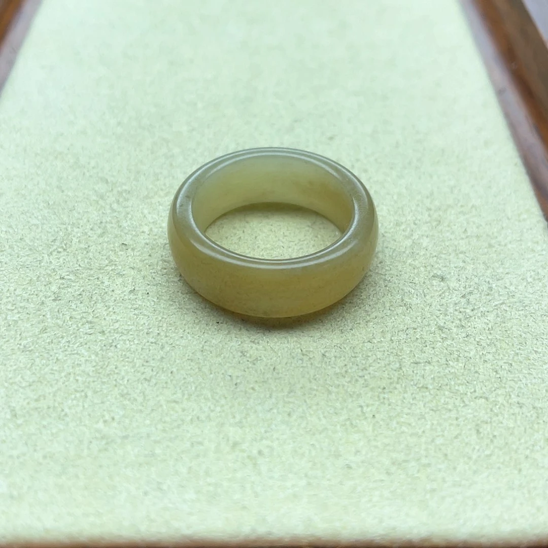 未镶嵌戒指和田玉24咖啡糖宽条13码