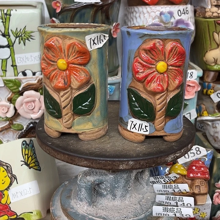 紫砂花盆粗陶材质多肉花盆