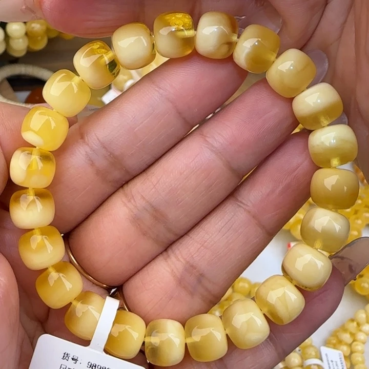 手链蜜蜡未镶嵌金白聚宝盆老型手串