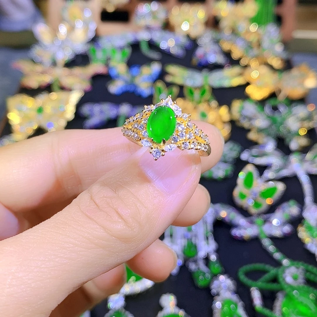 吊坠(不含链)银S925镶嵌翡翠