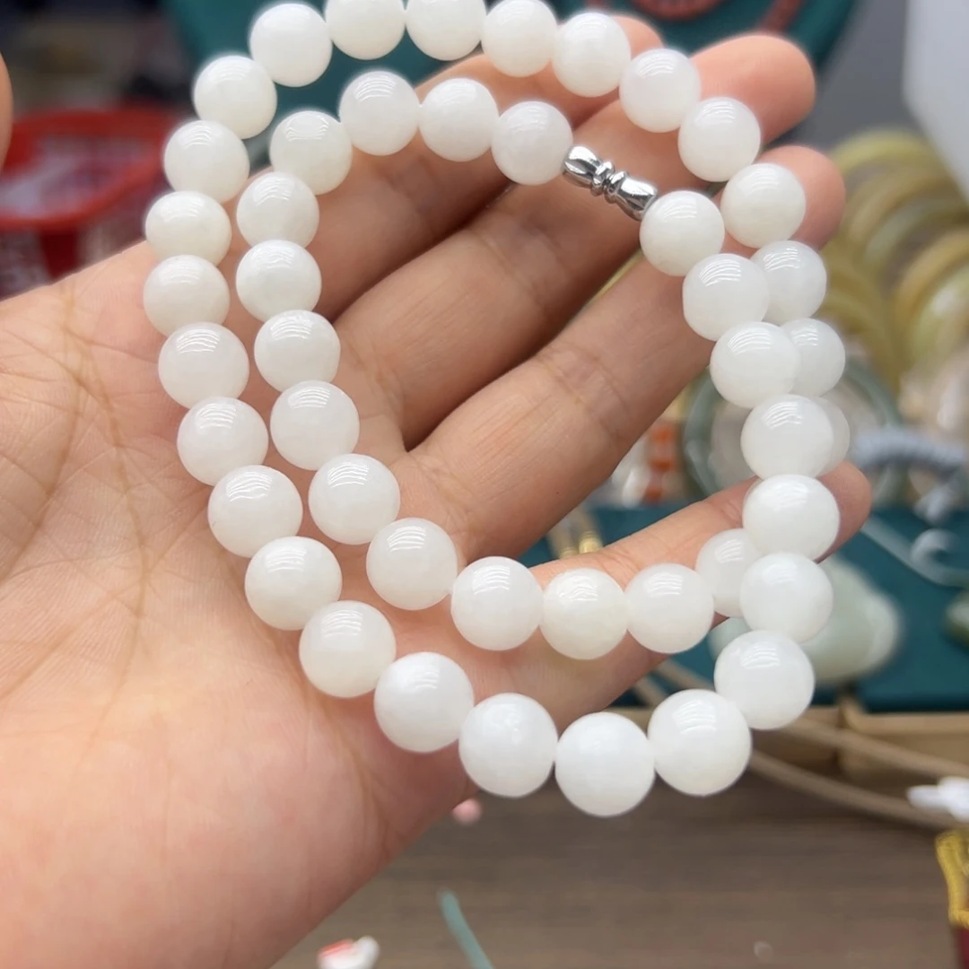 和田玉未镶嵌颈饰白玉妈妈链卡10瑕