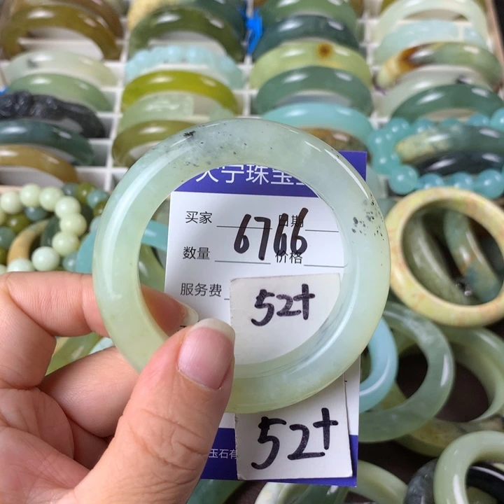 未镶嵌蛇纹石玉手镯6766