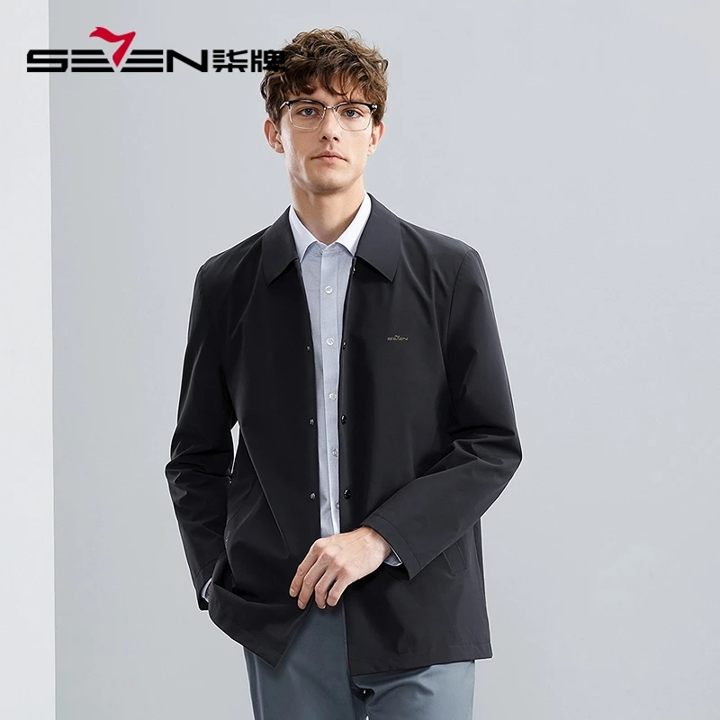 【秋季上新】柒牌男装风衣夹克春秋季免烫行政商务休闲男士外套茄克