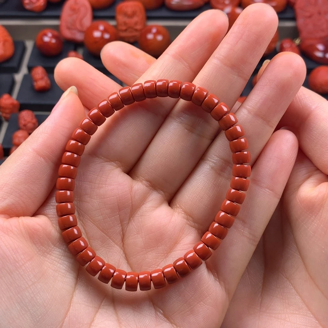 无***谓南红玛瑙药片手串6MM+未镶嵌
