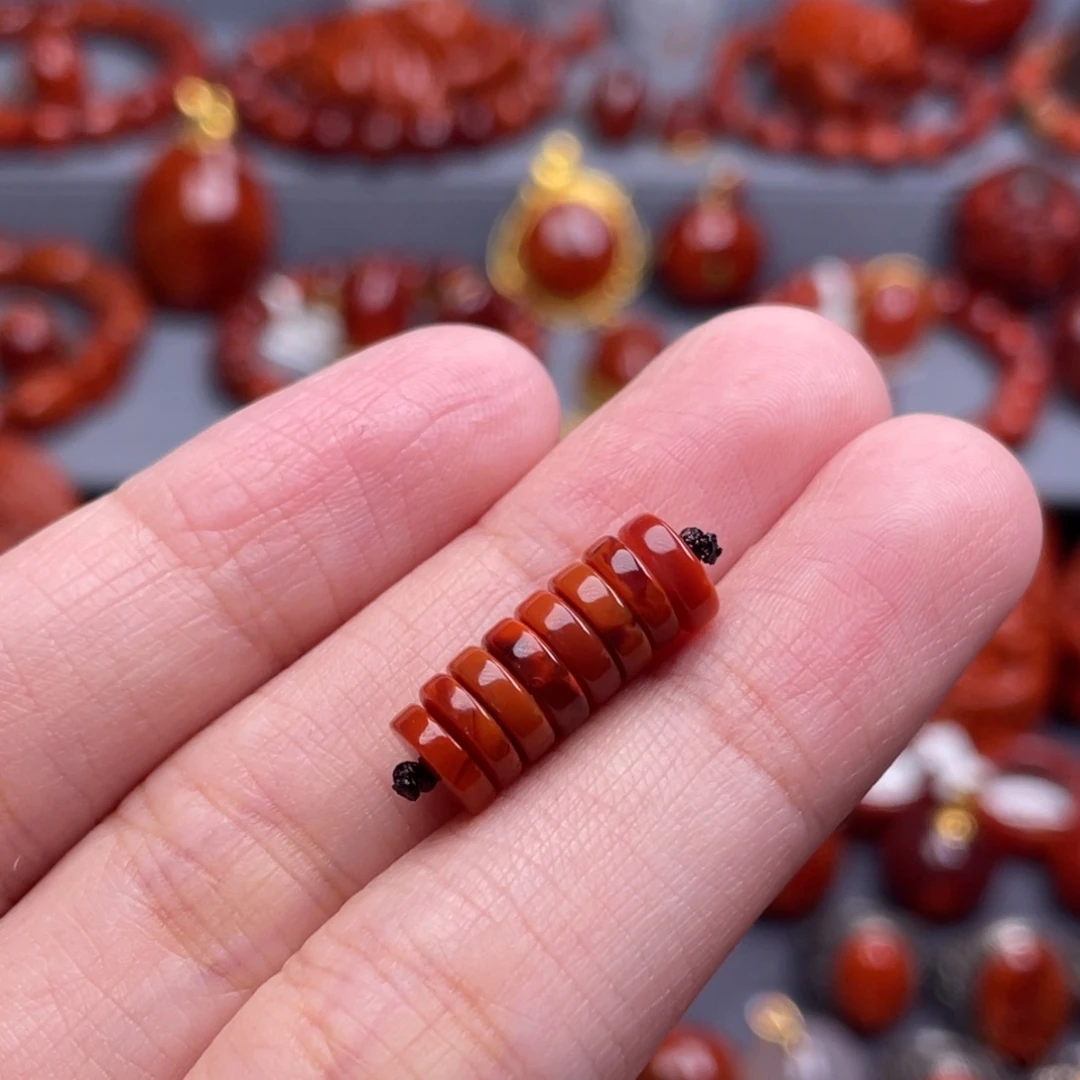 南红玛瑙未镶嵌珠宝奇石隔片7mm