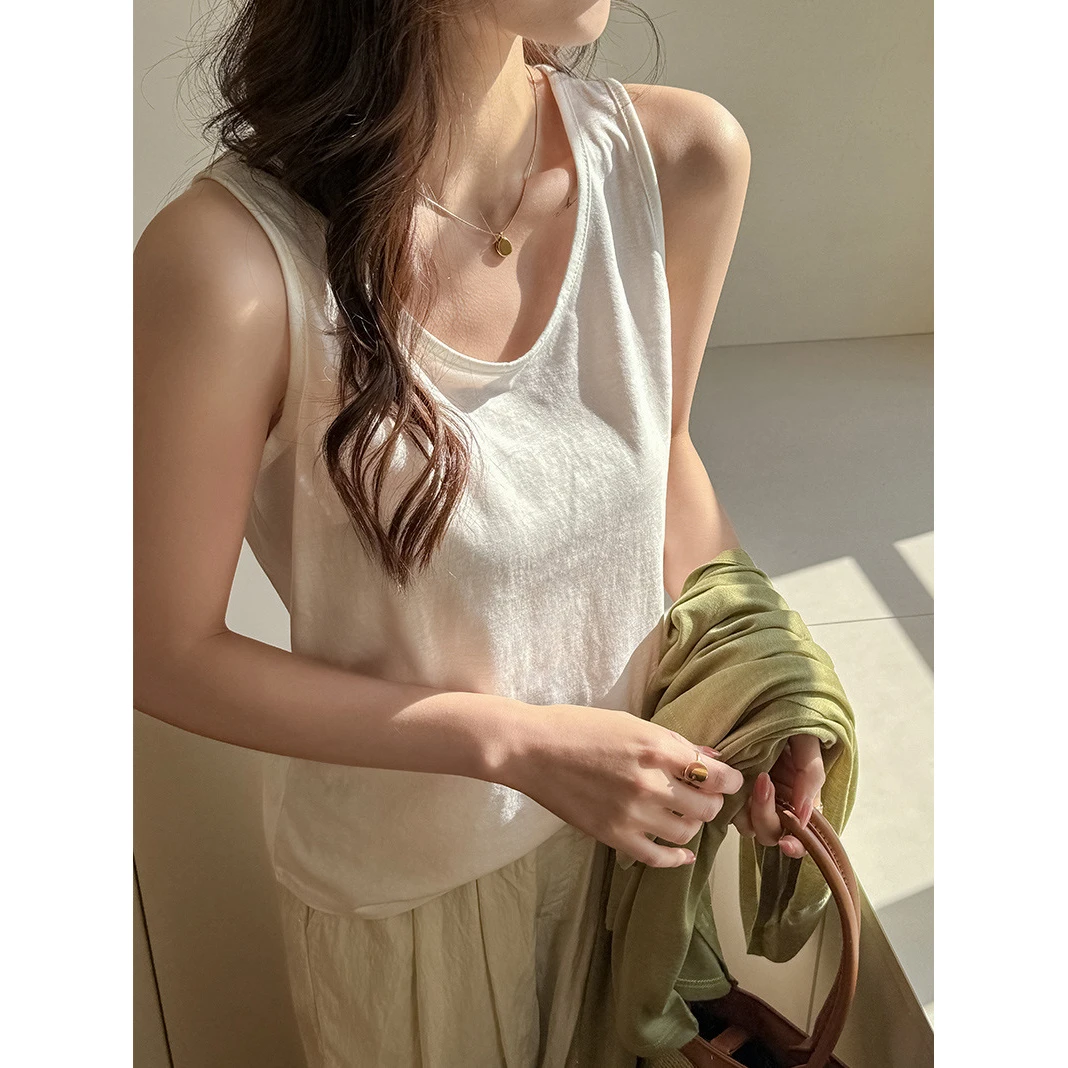 春夏季百搭宽松慵懒风打底可外穿小吊带背心女式内搭遮肉无袖上衣