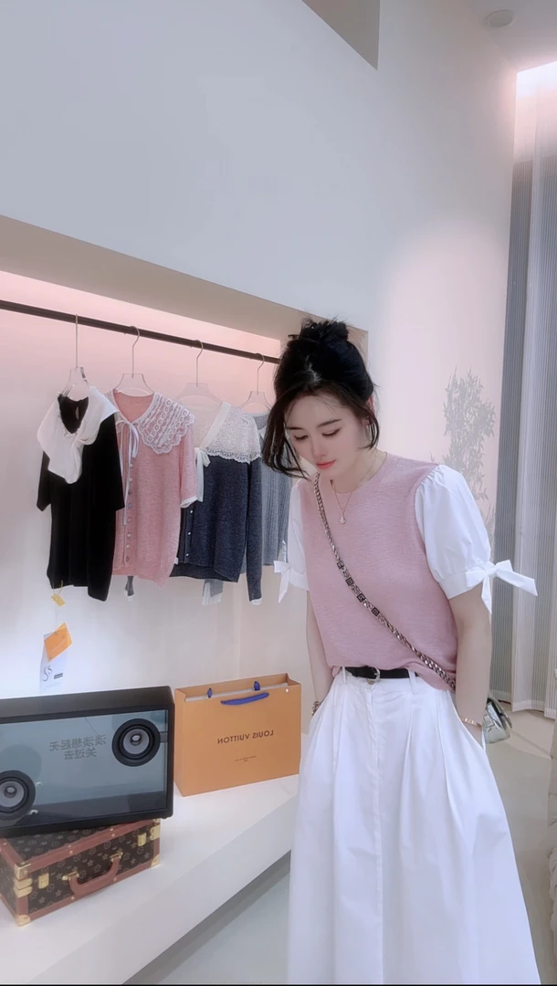 E'VAN【清池】夏季小众气质针织衫圆领气质百搭显瘦洋气短袖T恤