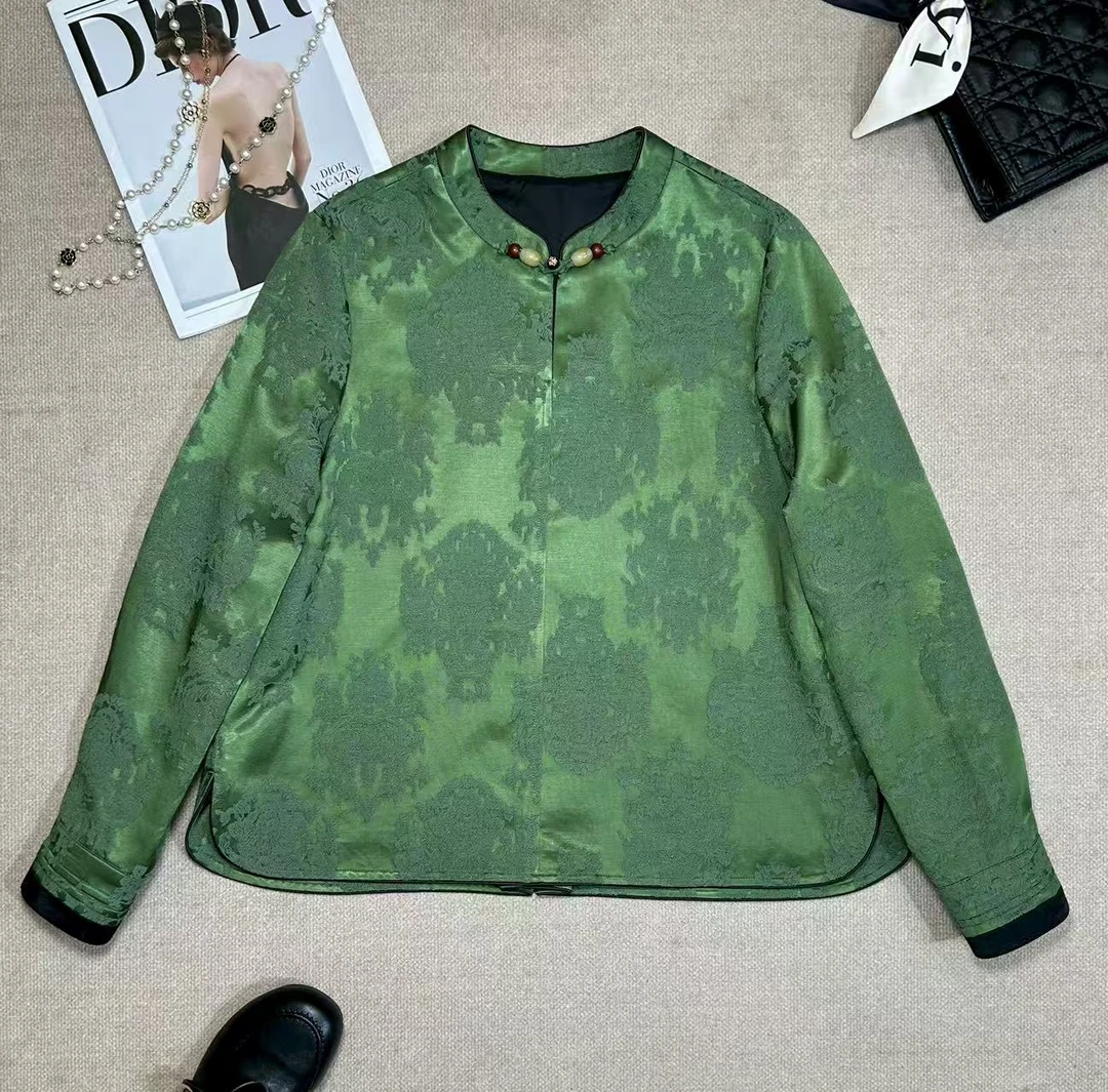 【铭雨鑫】秋冬款新中式重工 人丝100%浮雕刺绣洋气减龄上衣5580#