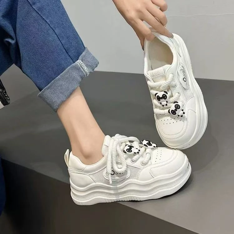 w035300真皮丑萌波浪底板鞋女新款春季网红爆款厚底百搭小白鞋