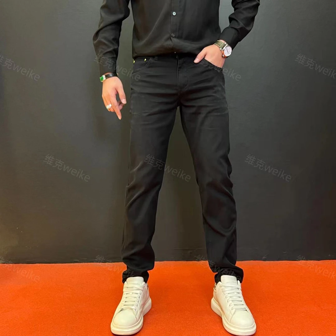 《WEIKE》316夏季黑灰色/黑色可选 男士洗水修身小直筒百搭牛仔裤