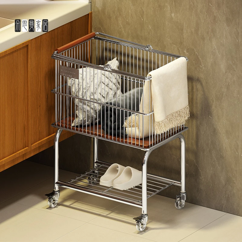 朵思曼Ins高颜值轻奢可移动脏衣篮瑜伽垫收纳筐浴室衣服置物架跨