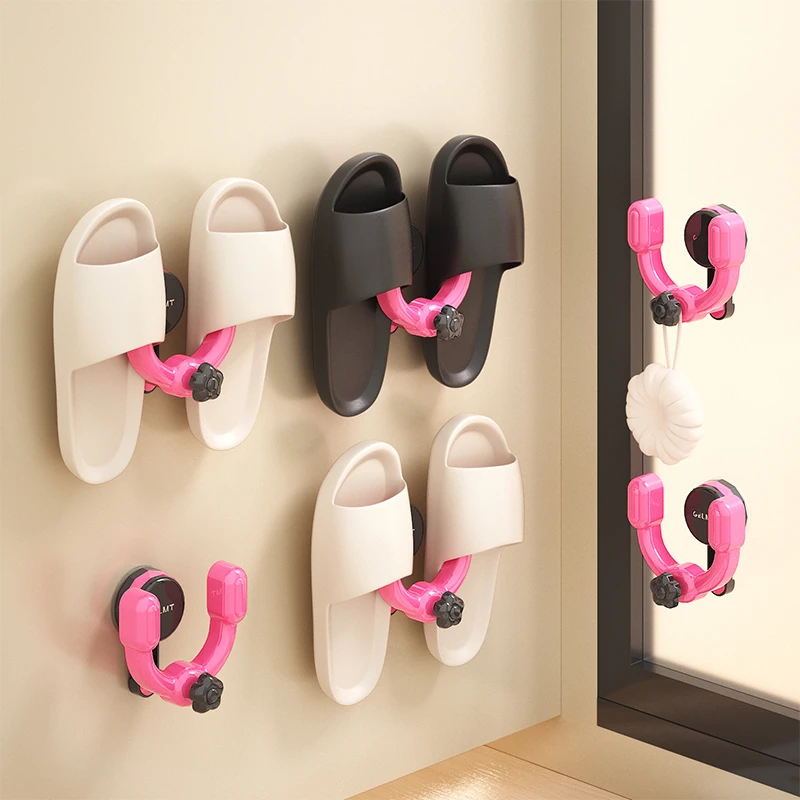 浴室拖鞋架吸盘式免打孔拖鞋挂钩挂架卫生间厕所置物架沥水神器