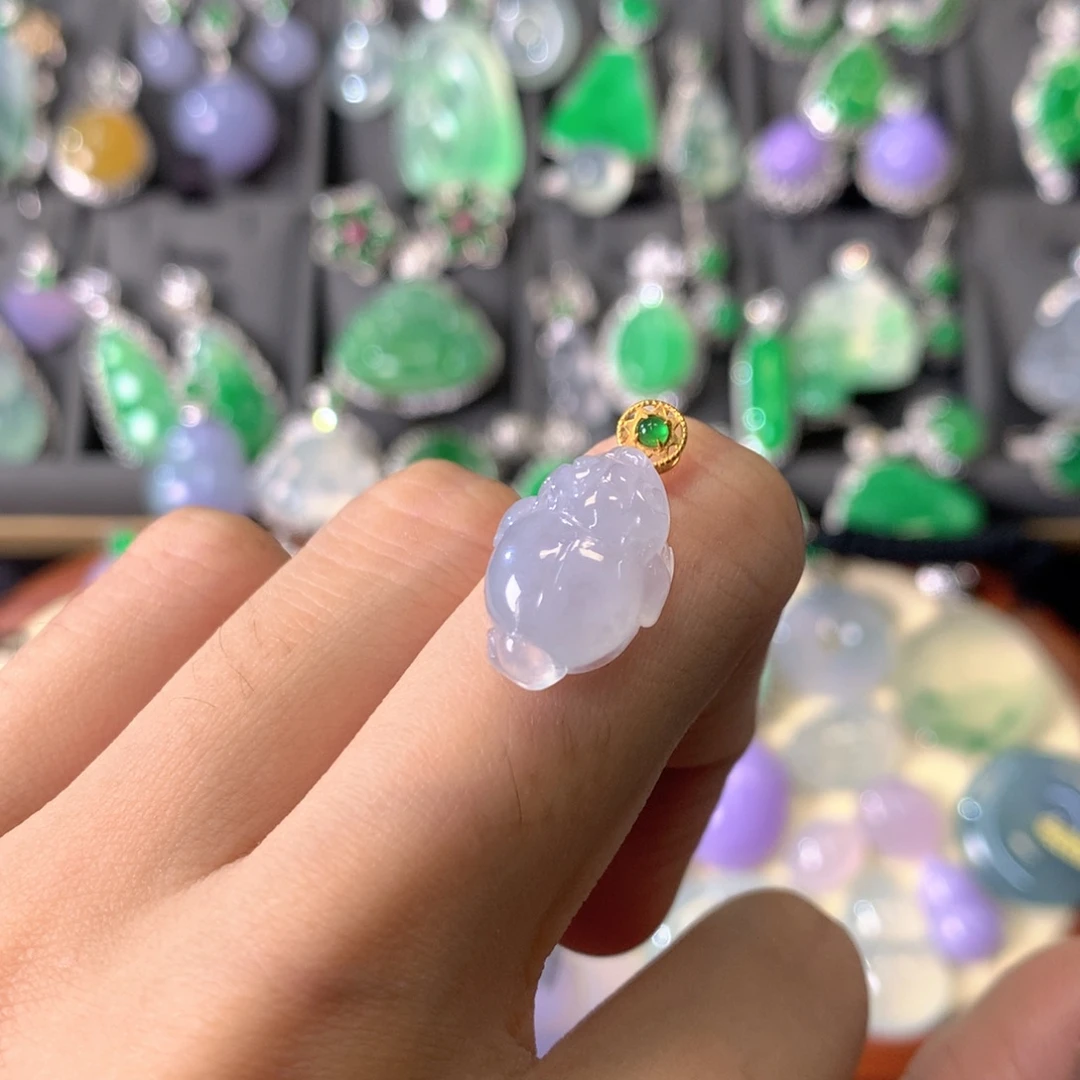 翡翠18K金镶嵌吊坠(不含链)