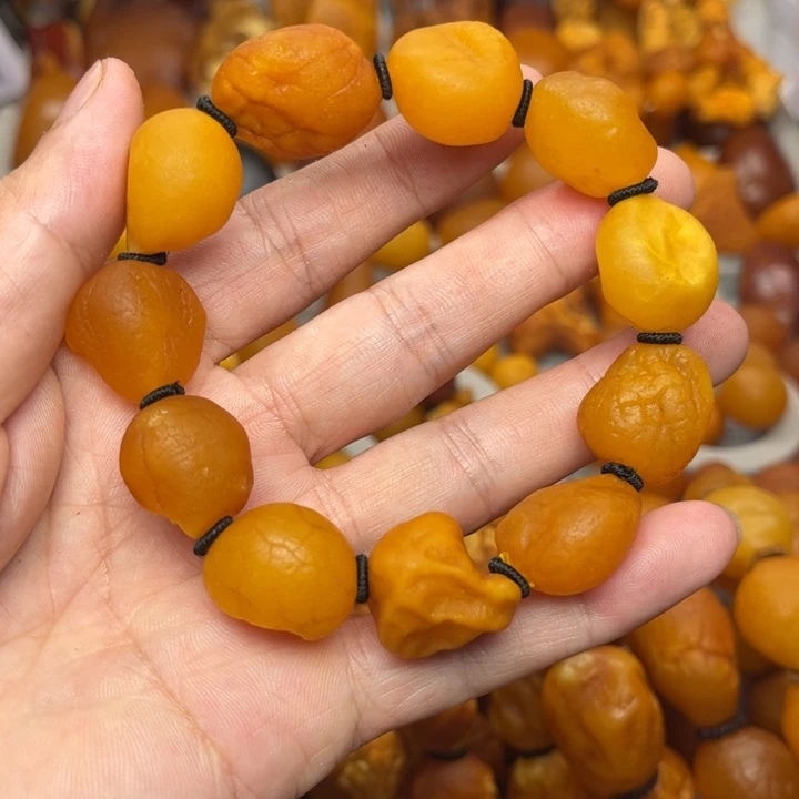 琥珀未镶嵌裸石天然蜜蜡手串
